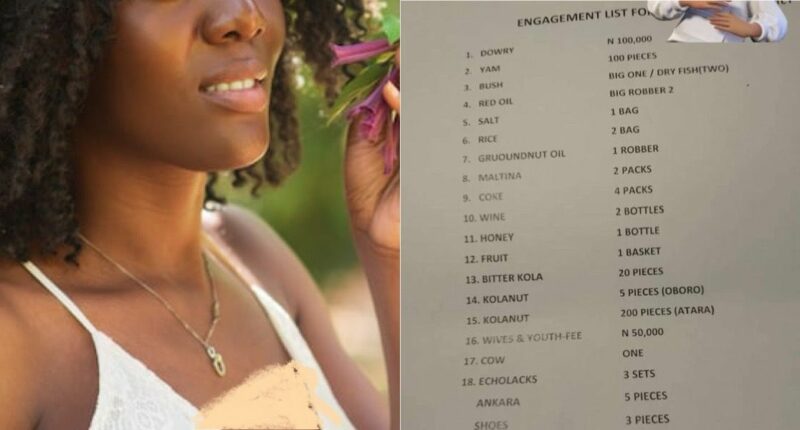 Lady calls out Ebira people over wedding engagement list given to her uncle