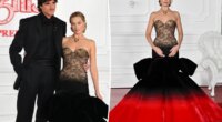 Margot Robbie rocks striking crimson and black gown alongside Jacob Elordi at ‘Wuthering Heights’ premiere