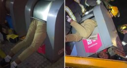 Mexican man rescued after getting trapped in anti-vandal trash container