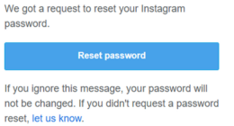 Instagram password reset email