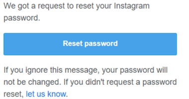 Instagram password reset email