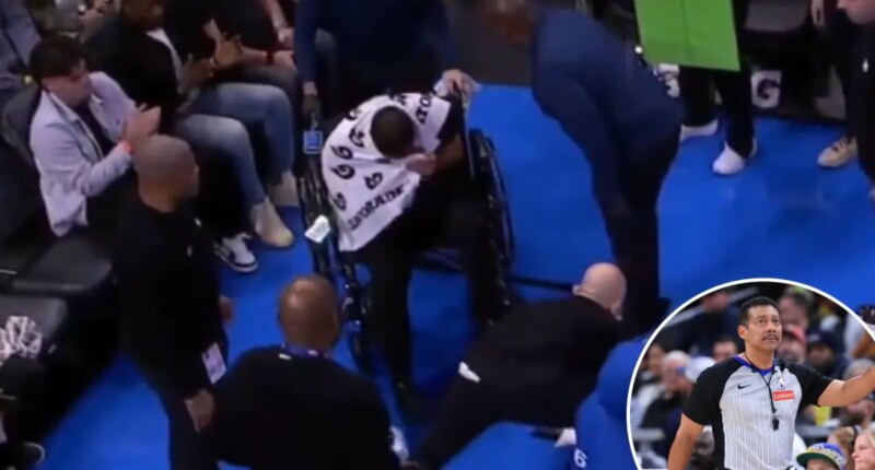 NBA referee Bill Kennedy taken off on wheelchair after suffering injury