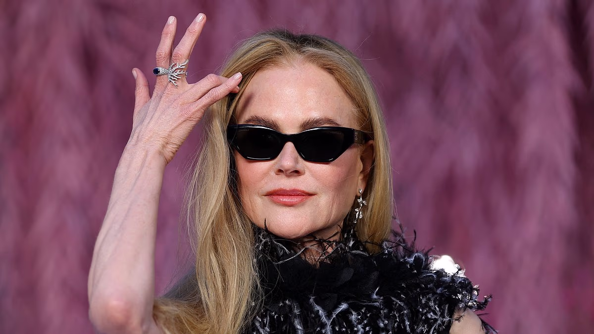 Nicole Kidman turns head in a quirky feathered midi dress