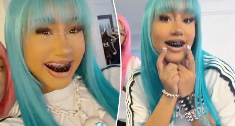North West, 12, shows off new bridge piercing, blackened teeth and 106-carat diamond pendant in new TikTok videos