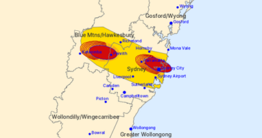 Sydney and the Blue Mountains are in the direct firing line of the severe thunderstorm.