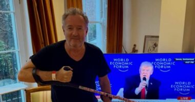 Piers Morgan pictured on crutches as he issues update after hospital dash