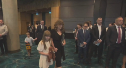 Tim Picton's daughter Charlotte and family members arrive at his memorial in Perth