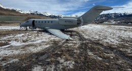 Private jet skids 300 yards off Colorado runway, sustains severe damage in violent crosswind