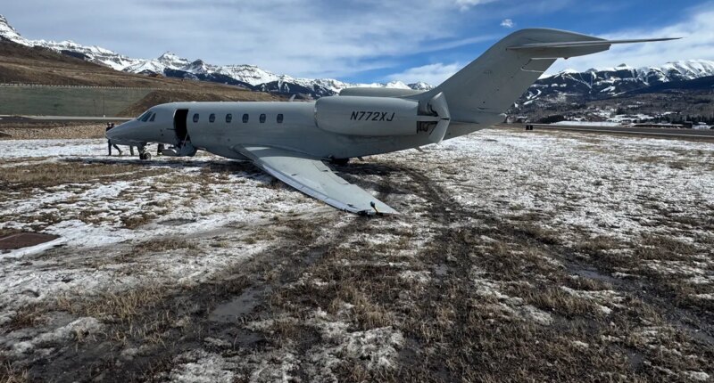 Private jet skids 300 yards off Colorado runway, sustains severe damage in violent crosswind