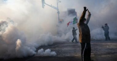 Protesters demand immigration agents leave US city after man shot dead