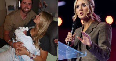 Riley Gaines wraps infant daughter in bulletproof blanket due to threats