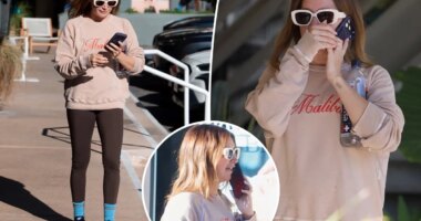 See photos of Ashley Tisdale’s  somber phone conversation as ‘toxic’ mom group drama continues