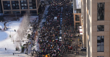 Thousands march through Minneapolis, swarm Target Center demanding ICE removal from Minnesota