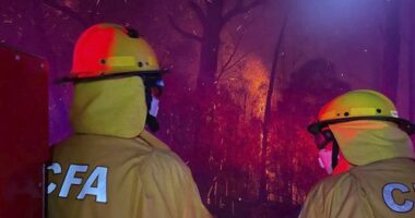 Town menaced by rampaging bushfire runs out of water