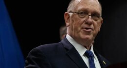 White House border czar Tom Homan holds a news conference at the Bishop Whipple Federal building on Thursday, Jan. 29, 2026 in Minneapolis. (AP Photo/Julia Demaree Nikhinson)