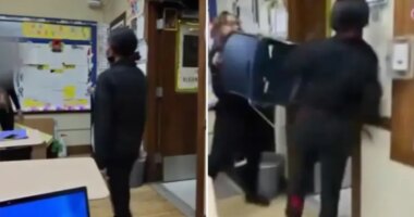 Video captures Detroit student allegedly wielding box cutter in classroom chase as teacher intervenes