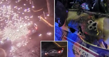 Video shows South Carolina police officer ambushed in patrol car in explosion of gunfire; suspect found dead after shootout