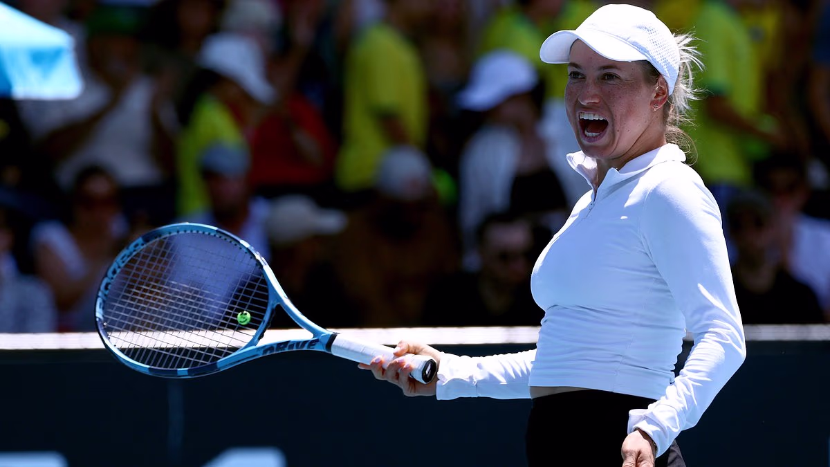 Wild moment dancing tennis' 'biggest BRAT' sends a very clear message to boozed-up fans after her win on notorious Australian Open 'party court' - as viewers erupt over her reaction: 'First-class stirrer'