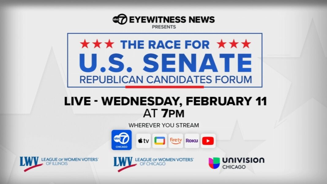 ABC7 Chicago, League of Women Voters of Illinois, Univision to broadcast, stream 2026 Republican US Senate primary forum Wednesday