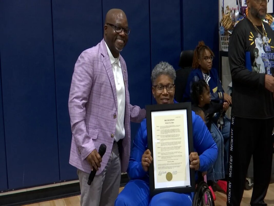 Bradwell head girls' basketball coach surprised with celebration at rally