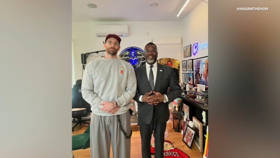 Chicago Mayor Brandon Johnson takes aim at Michael Sacks, Rahm Emanuel and more in talk with streamer Hasan Piker, or HasanAbi