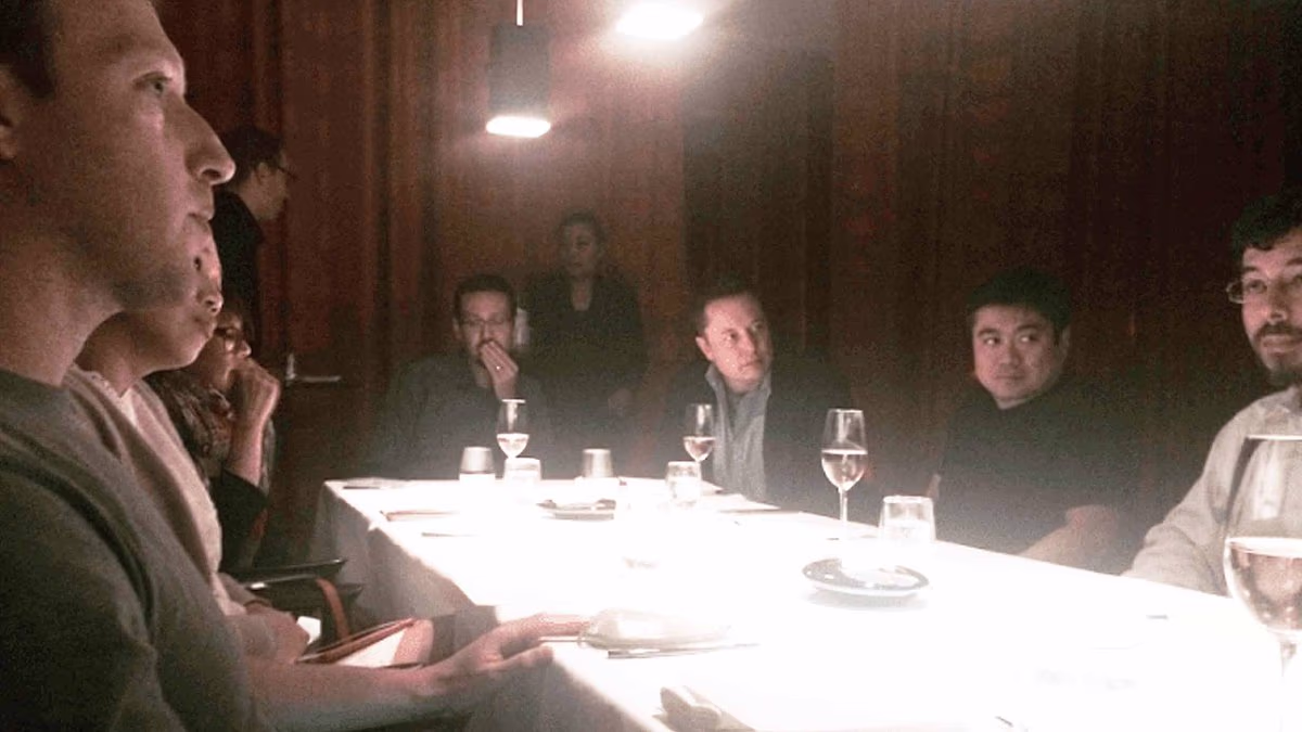 Epstein files photo shows dinner with Musk and Zuckerberg in 2015