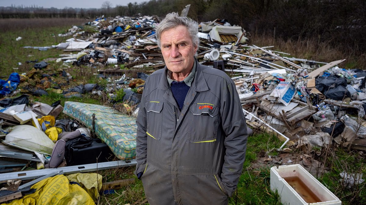 Farmer faces financial ruin after fly-tippers dumped 200 tons of rubbish on his land - leaving him with a £40,000 bill to remove illegal waste