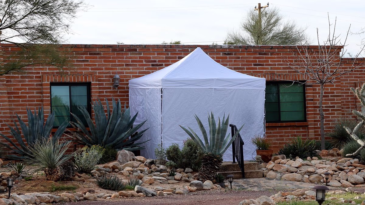 Forensics teams erect white tent outside Nancy Guthrie's home