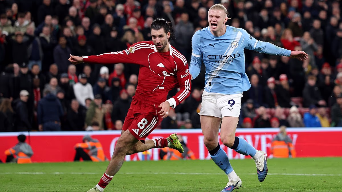 Gary Neville fumes as 'killjoy' VAR disallows Man City goal in chaotic finale against Liverpool after bizarre Dommink Szoboszlai and Erling Haaland incident