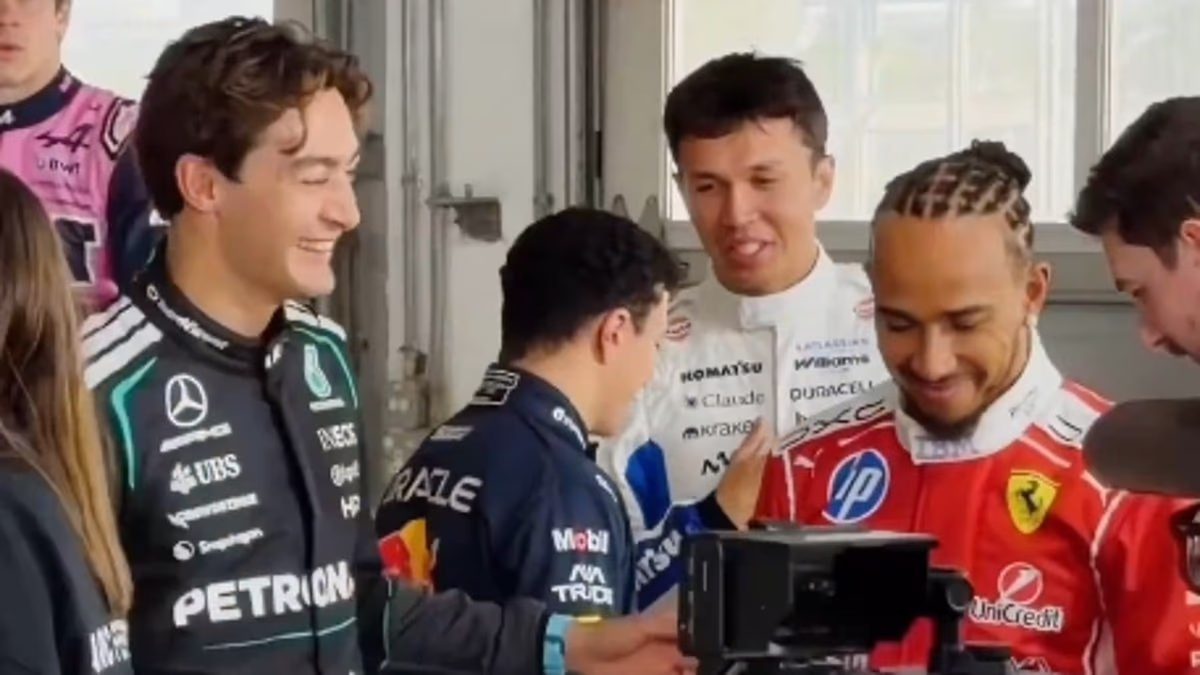 George Russell asks Lewis Hamilton cheeky Kim Kardashian question amid relationship rumours