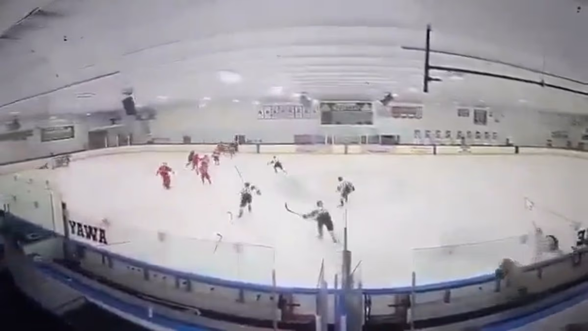 Harrowing moment high school hockey players flee for their lives