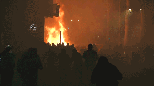clashes with demonstrators following a march in support of Askatasuna, a left-wing social centre that was evicted by authorities in Turin, Italy, Jan. 31, 2026.