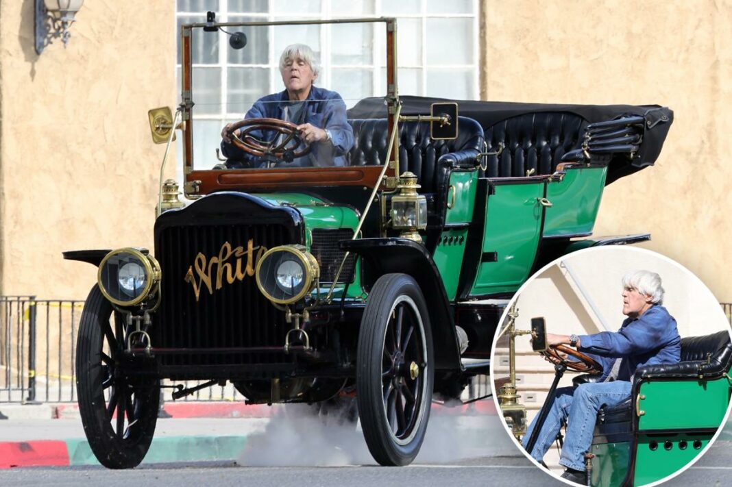 Jay Leno turns heads driving 119-year-old steam car through Los Angeles