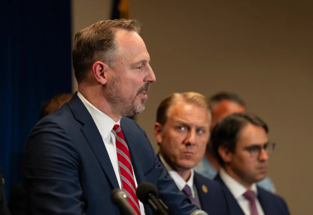 FILE - Acting U.S. Attorney for Minnesota Joe Thompson speaks to reporters at a news conference July 15, 2025, in Minneapolis. (Jeff Wheeler/Star Tribune via AP, File)