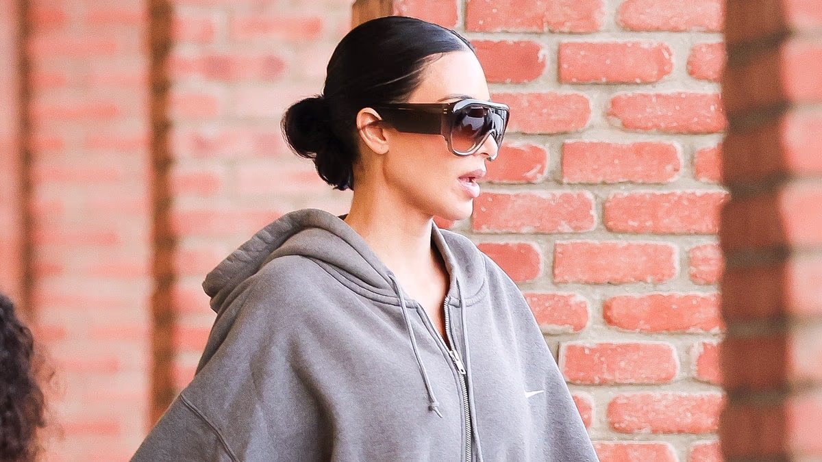Kim Kardashian shows off her off-duty style in a baggy tracksuit