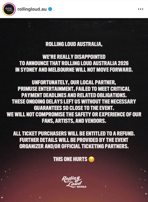 The festival announced its closure on social media today.
