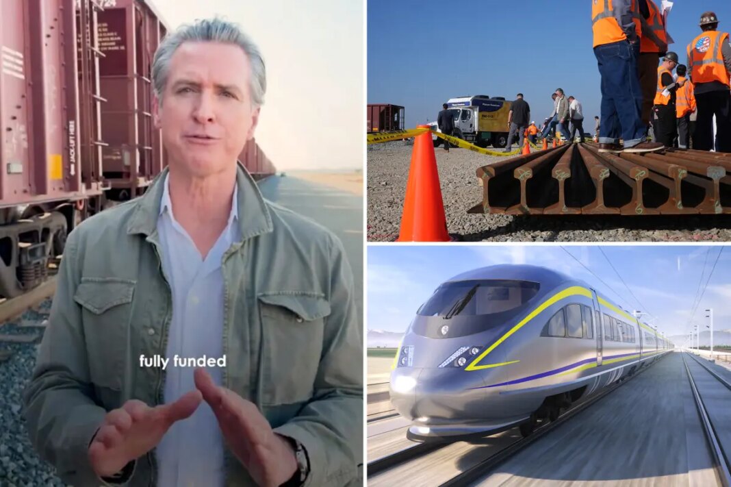 Newsom mocked for posing in front of freight train to ‘celebrate’ nonexistent high speed rail