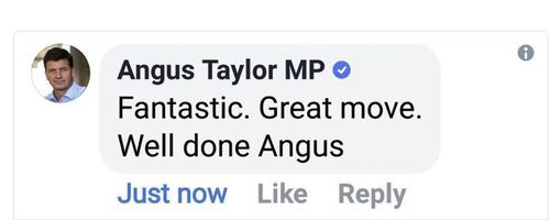 Angus Taylor social media comment