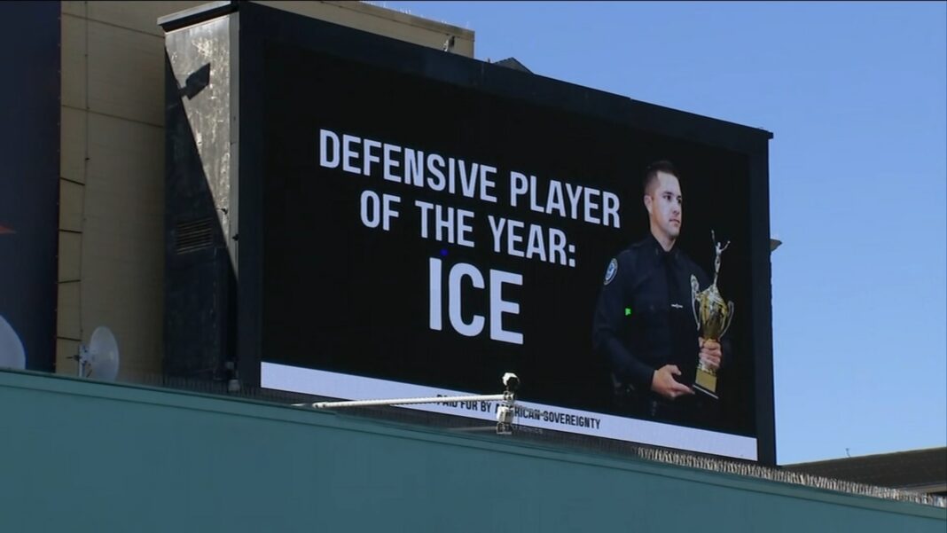 Pro-ICE billboard pops up in San Francisco, California ahead of Super Bowl 60