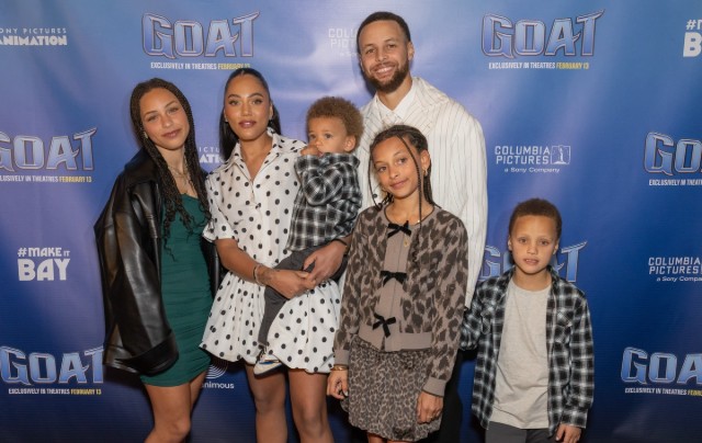 STEPHEN CURRY AND AYESHA CURRY ATTEND GOAT PRIVATE SCREENING WITH THEIR KIDS
