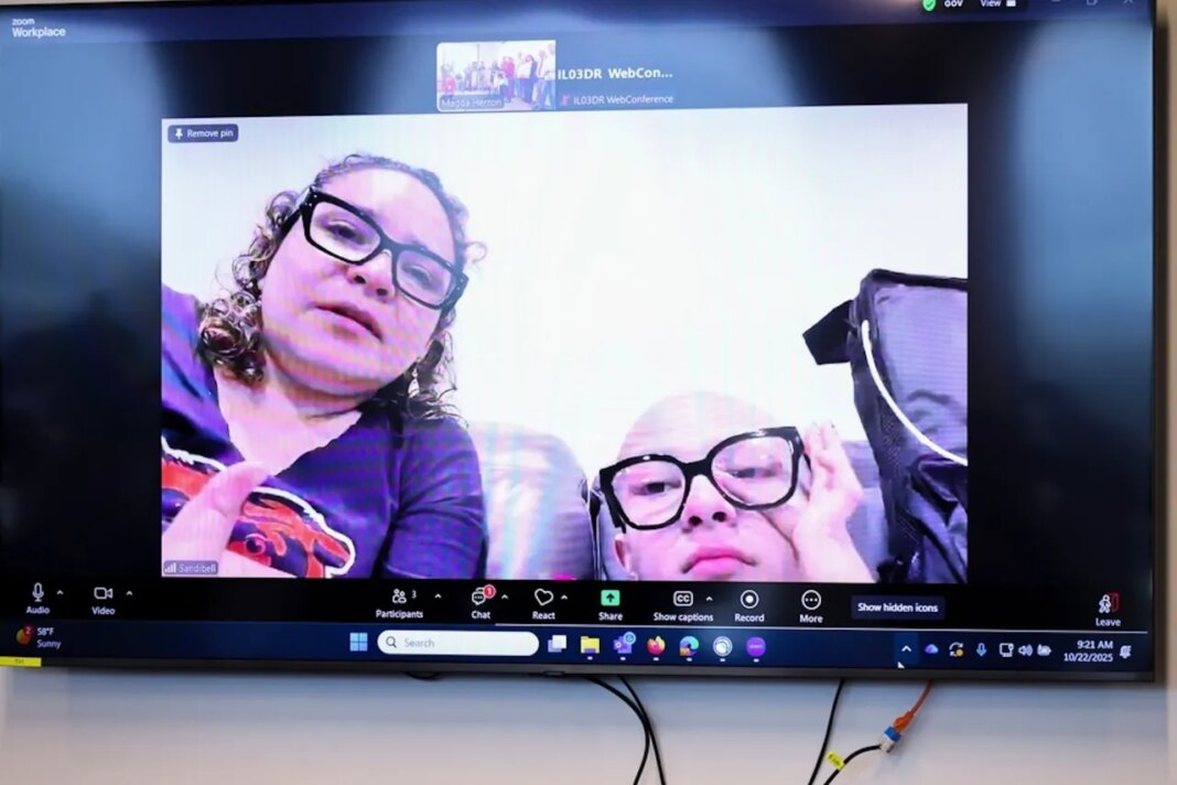 FILE - Sandibell Hidalgo, left, and Ofelia Torres, 16, speak during a news conference calling for the release of Ruben Torres Maldonado on Oct. 22, 2025. (Anthony Vazquez/Chicago Sun-Times via AP, File)