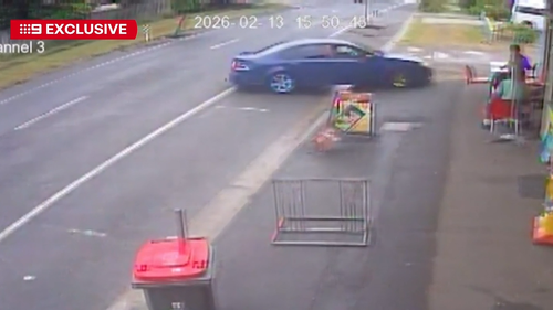 Car skids out of control, pinning teenagers to wall