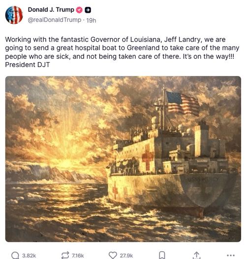 Trump says US sending 'hospital boat' to Greenland