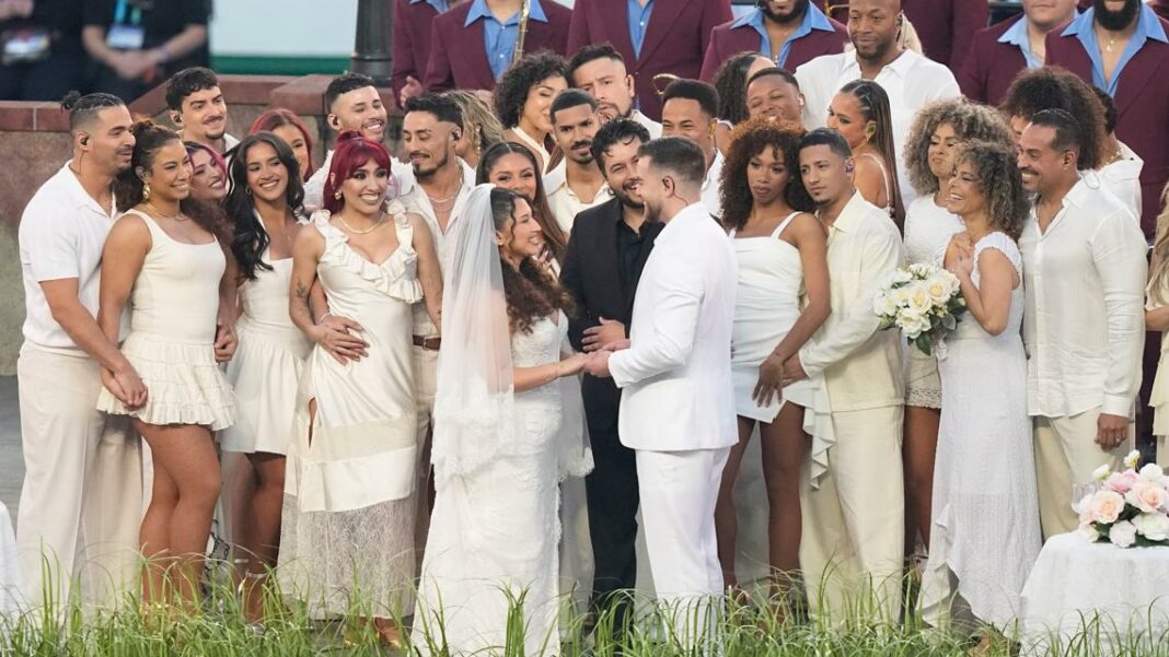 Yes, that was a real wedding during Bad Bunny's halftime show