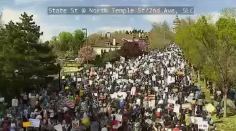 'We have no kings, we answer to no throne, this is a democracy': Thousands gather at the Utah State Capitol for 'No Kings' rally
