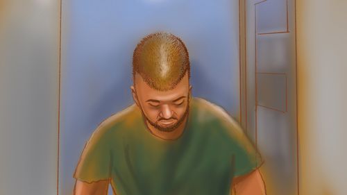 Naveed Akram court sketch March 17. Rocco Fazzari/AAP PHOTOS