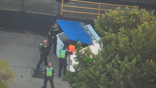 Police tracked the 40-year-old to a dumpster in the loading dock of a Carrum Downs shopping centre.