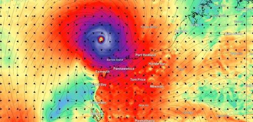 Tropical Cyclone Narelle wind tracking map