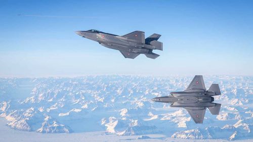 Danish F-35 jets patrol in Greenland.