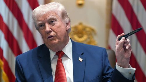 Donald Trump speaking about his favourite pen at a cabinet meeting today.